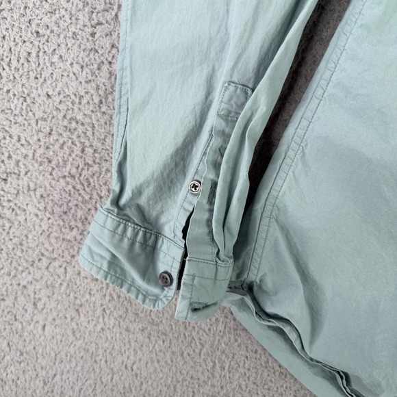Outerknown Button Front Shirt Mens Medium Sage Green Organic Cotton Long Sleeve - Picture 3 of 8